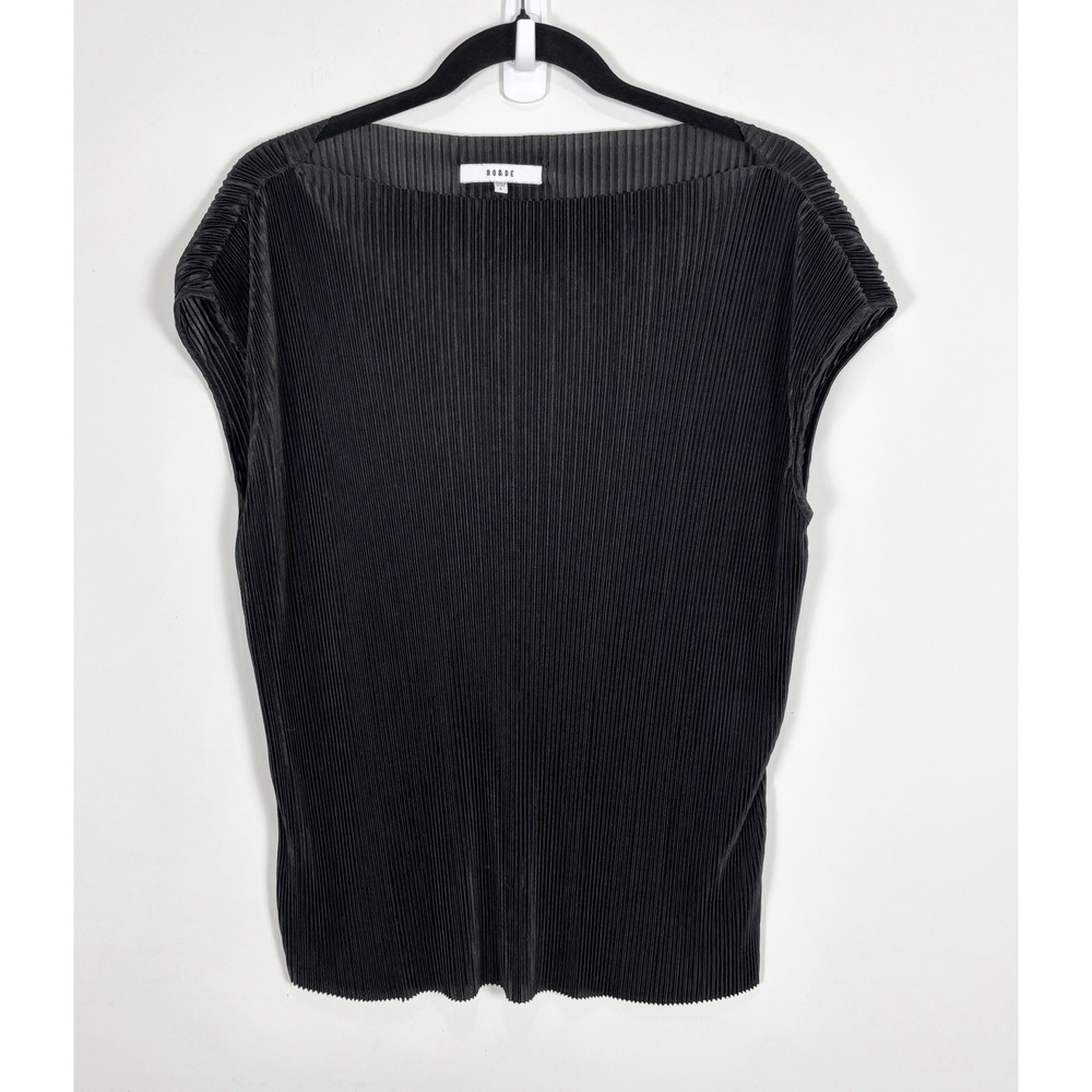 Ro & De Anthropologie Large Pleated Crepe Black Lightweight Sleeveless Top